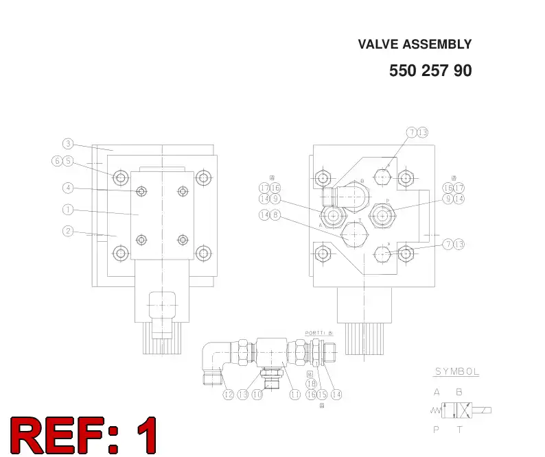 81952589 819 525 89 DIRECTIONAL VALVE - Sandvik Technical Drawing