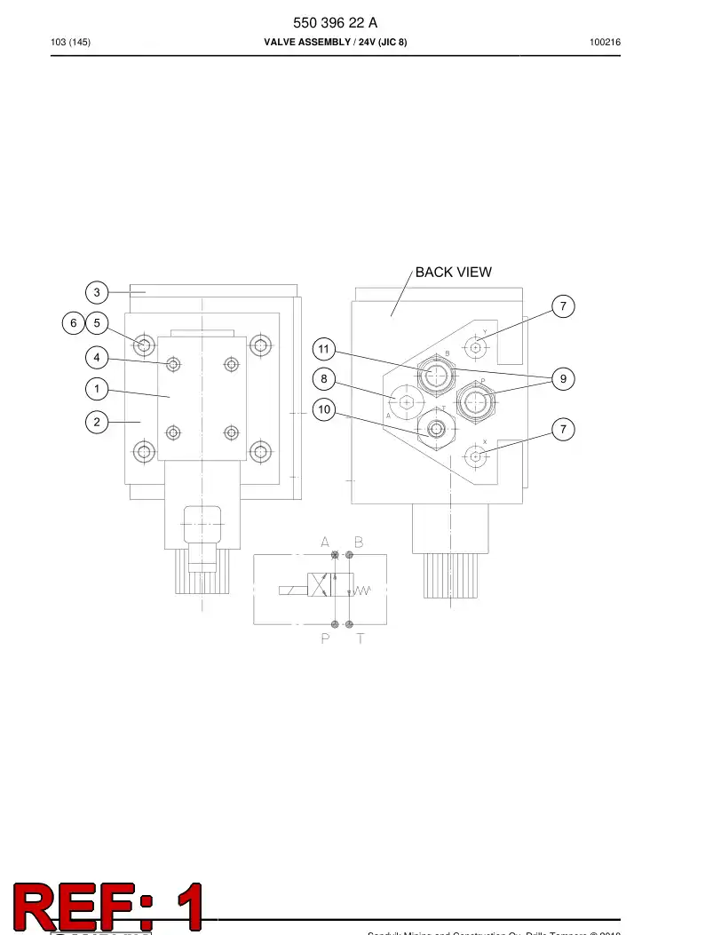 81952589a 819 525 89a Valve, Directional - Sandvik Technical Drawing