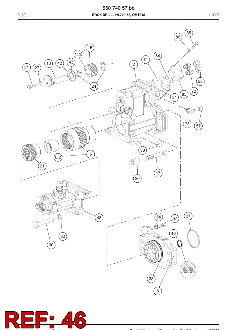 81953909b 819 539 09b Seal, Rod - Sandvik Technical Drawing