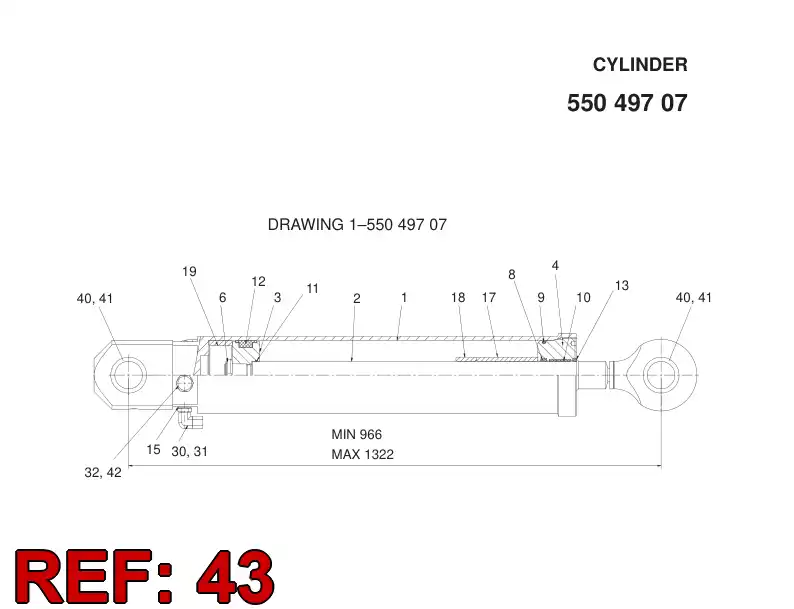 81994509 819 945 09 SEAL KIT FOR CYLINDER - Sandvik Technical Drawing