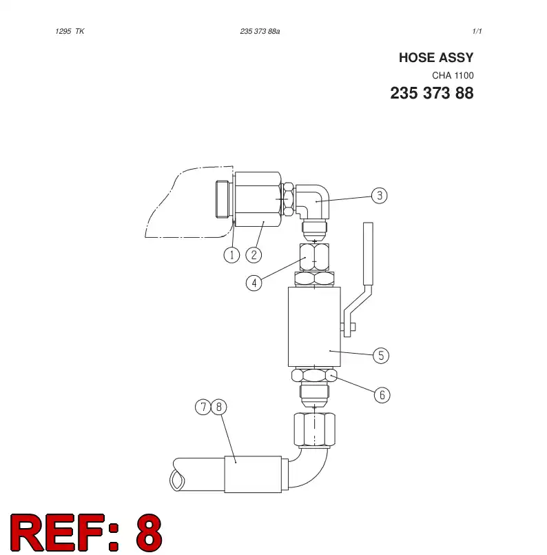 82428539 824 285 39 HYDR.HOSE ASSEMBLY - Sandvik Technical Drawing
