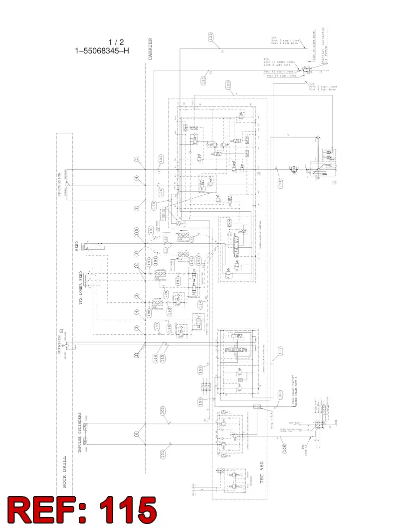 82457229 824 572 29 HYDRAULIC HOSE ASSEMBLY - Sandvik Technical Drawing