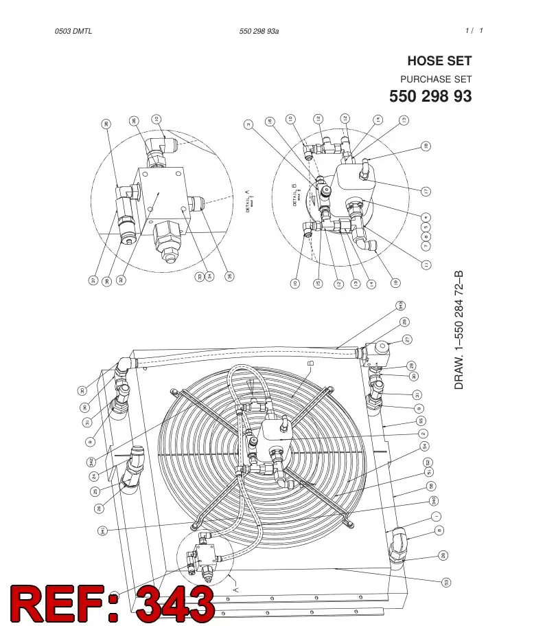 82670369 826 703 69 HYDRAULIC HOSE ASSEMBLY - Sandvik Technical Drawing