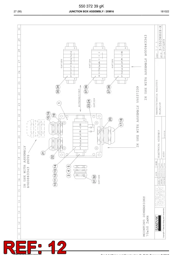 85054809a 850 548 09a TERMINAL, CONNECTION A TIERRA - Sandvik Technical Drawing