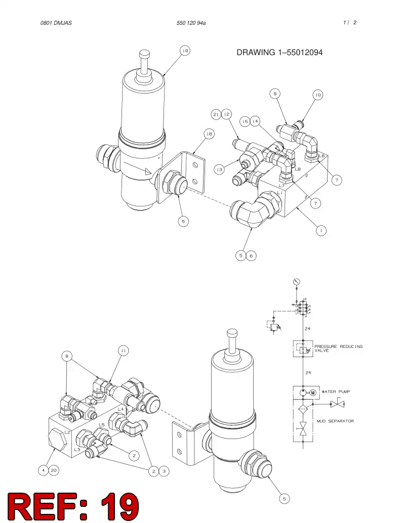 85065029 850 650 29 PRESSURE REDUCING VALVE - Sandvik Technical Drawing