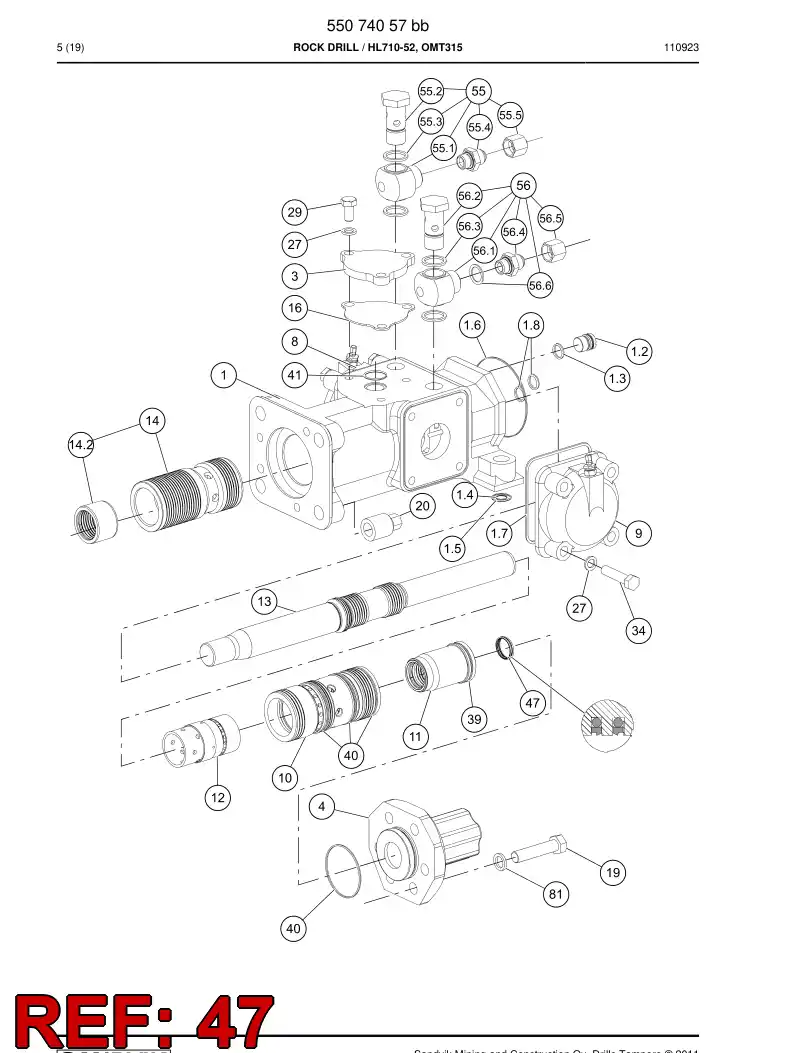 85081459a 850 814 59a Seal, Rod - Sandvik Technical Drawing