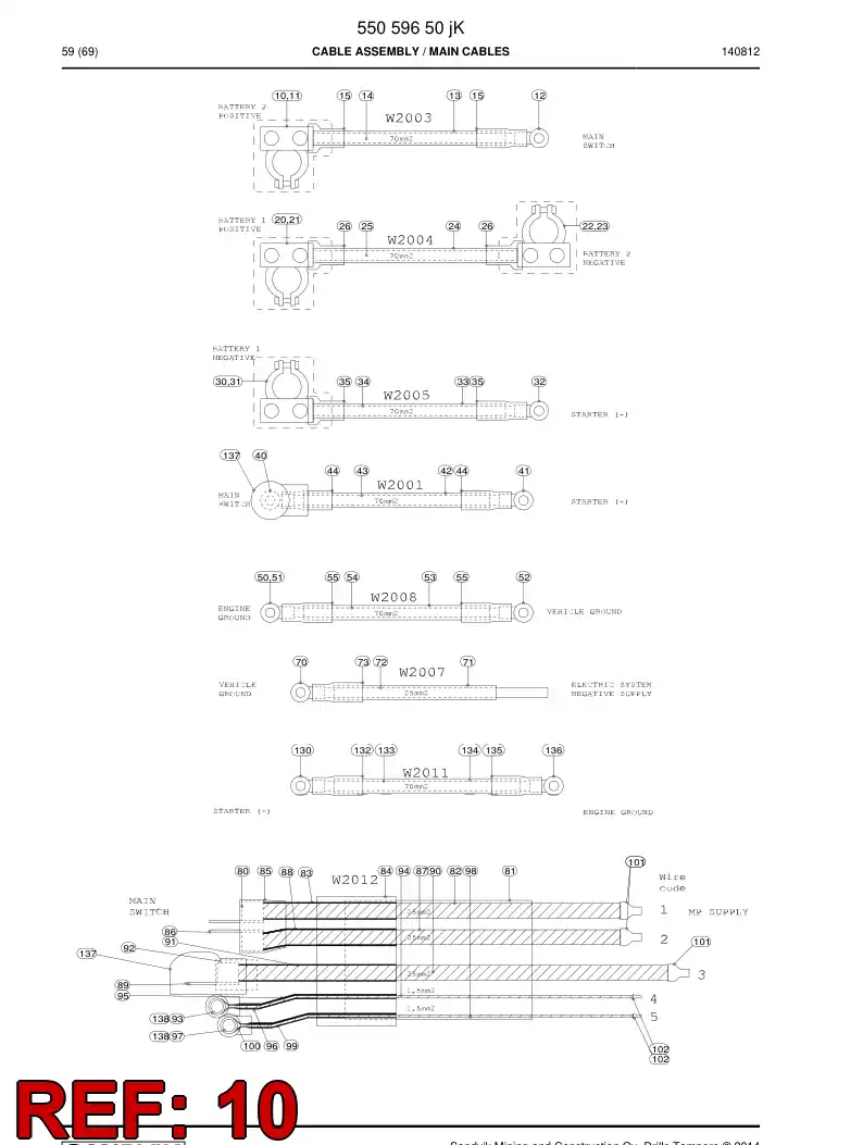 85115539 851 155 39 Terminal, Battery - Sandvik Technical Drawing