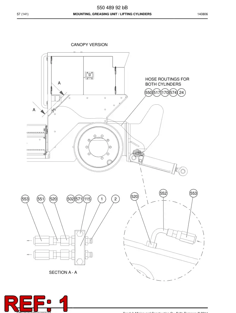 85178099 851 780 99 Block, Lubricant Fittings - Sandvik Technical Drawing