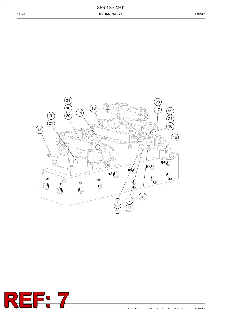 85273619 852 736 19 SHUTTLE VALVE ASSY - Sandvik Technical Drawing
