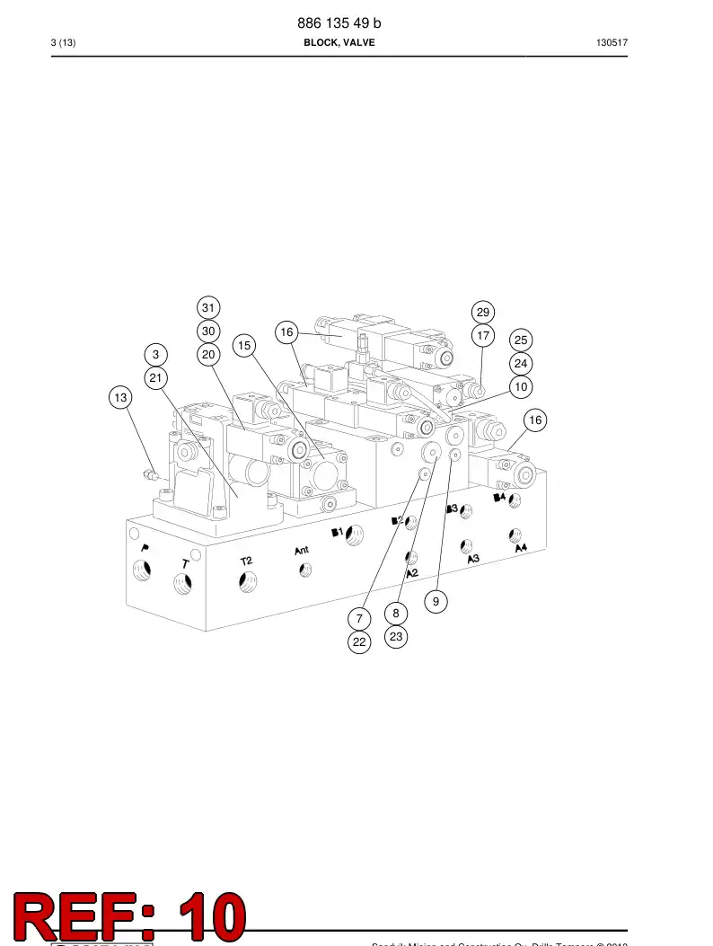 85273909 852 739 09 ANTIJAMMING VALVE ASSY - Sandvik Technical Drawing