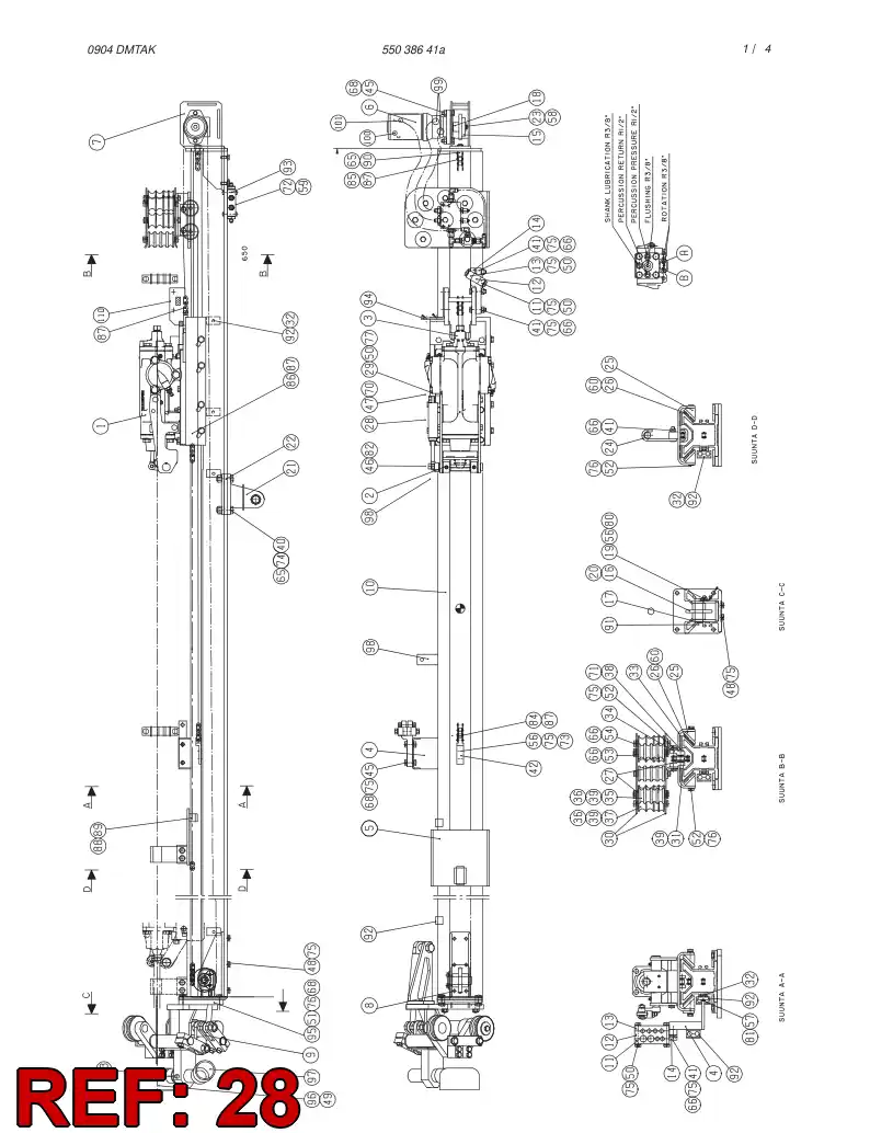 85285389 852 853 89 Cylinder - Sandvik Technical Drawing