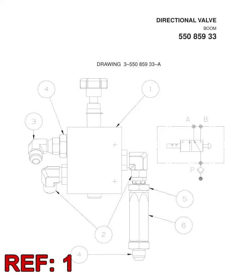 85354839 853 548 39 BRAKE VALVE - Sandvik Technical Drawing
