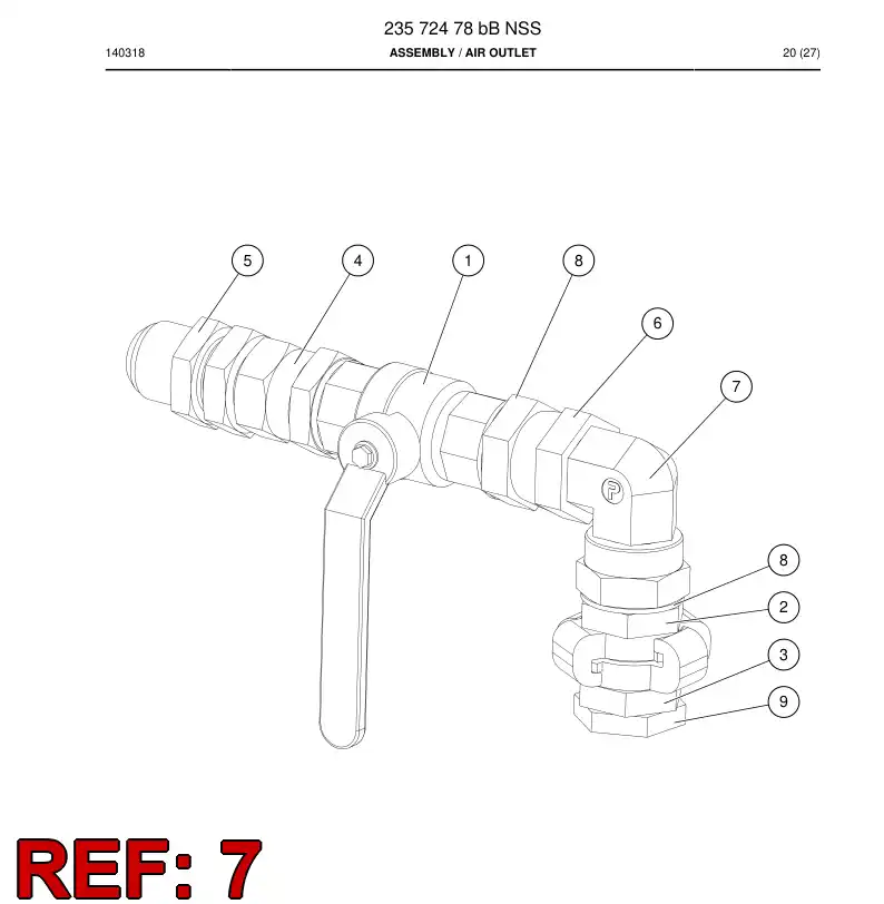 85389329 853 893 29 Adapter, Elbow - Sandvik Technical Drawing