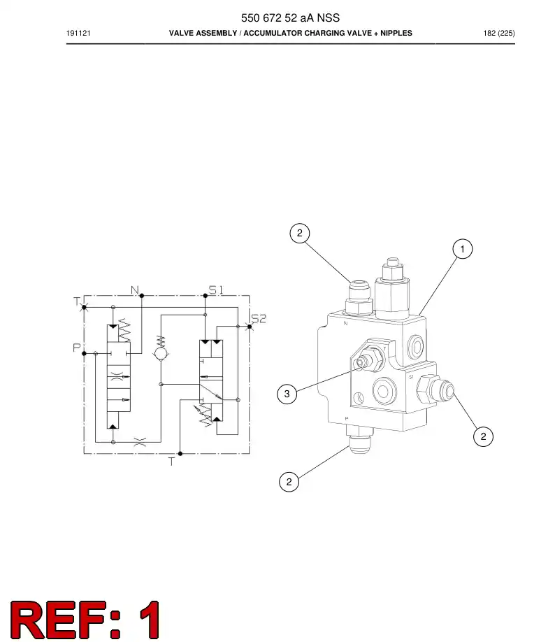 85395609 853 956 09 Valve, Charging - Sandvik Technical Drawing