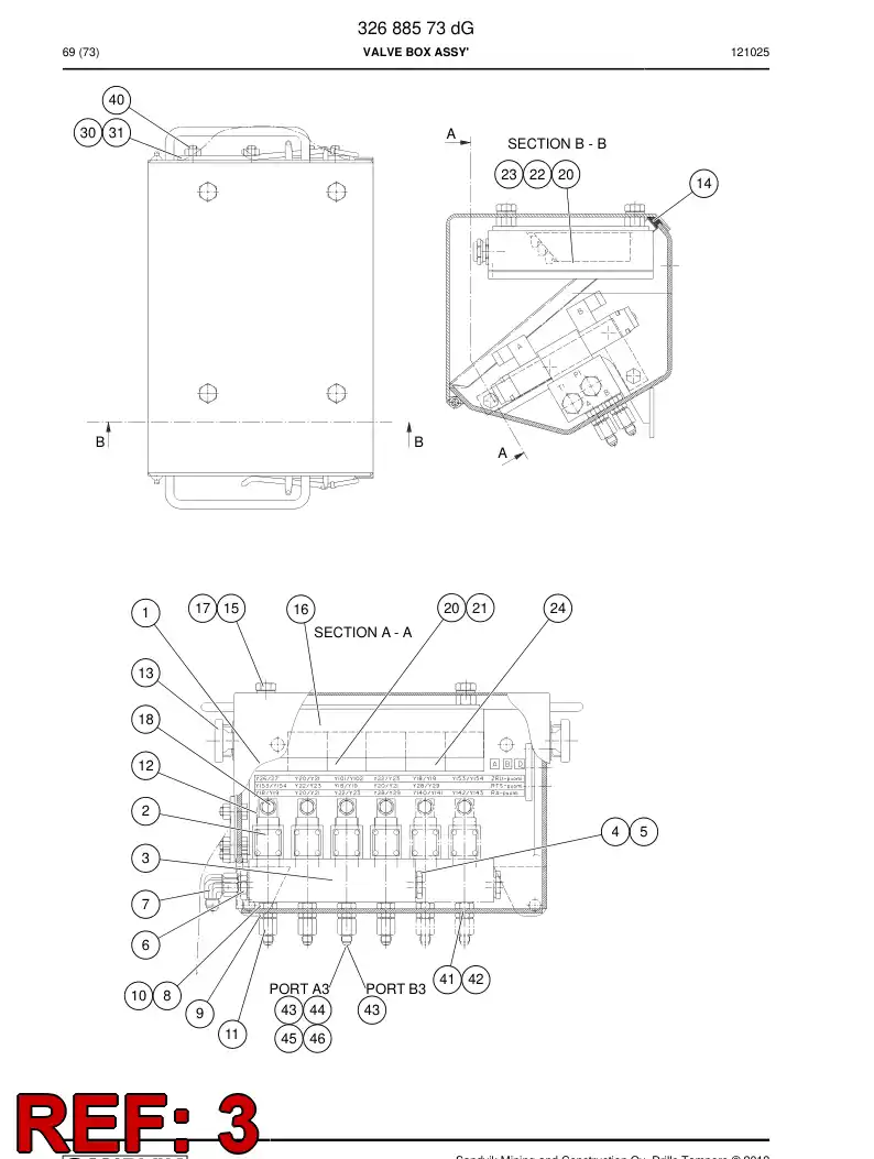85535939 855 359 39 Plate, Baseplate - Sandvik Technical Drawing