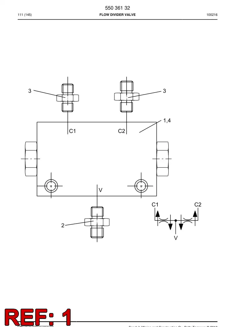 85551829b 855 518 29b FLOW DIVIDER VALVE - Sandvik Technical Drawing
