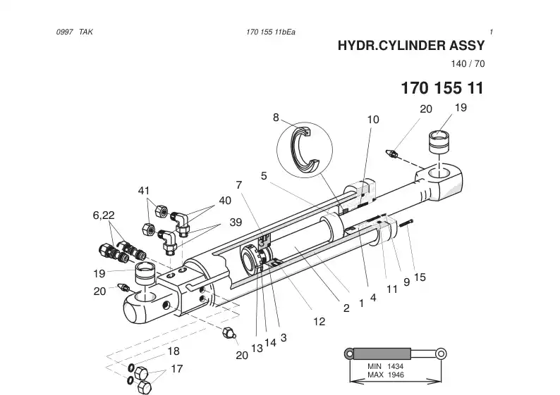 85560439 855 604 39 SEAL KIT (FOR CYLINDER ) - Sandvik Technical Drawing