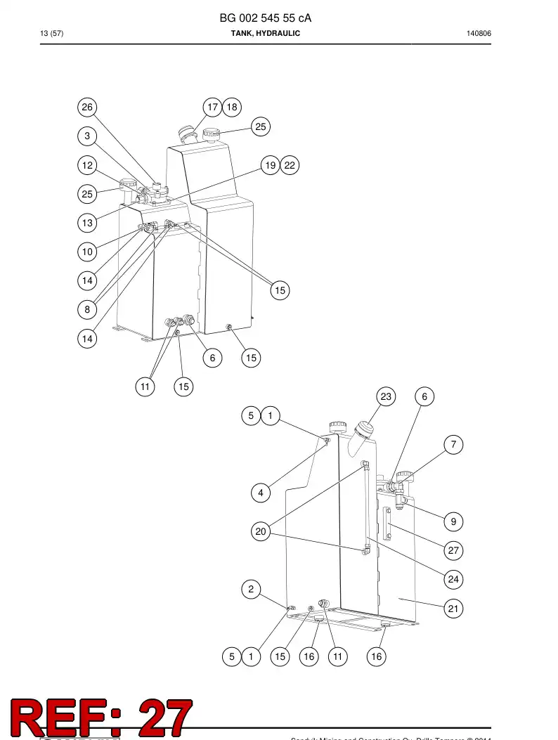 85611829a 856 118 29a Indicator, Oil Level - Sandvik Technical Drawing