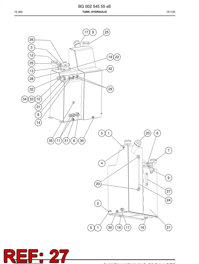 85611829b 856 118 29b Indicator, Oil Level - Sandvik Technical Drawing