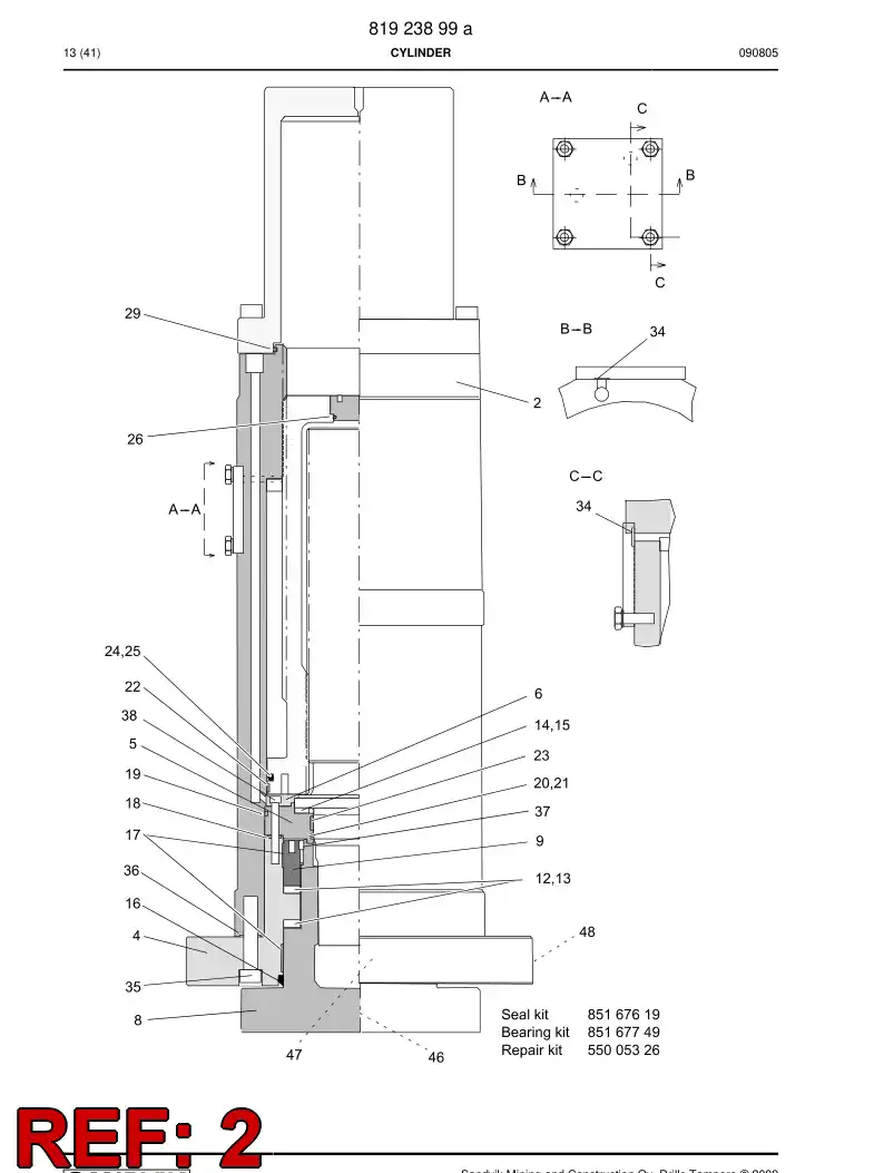85616209 856 162 09 CYLINDER - Sandvik Technical Drawing