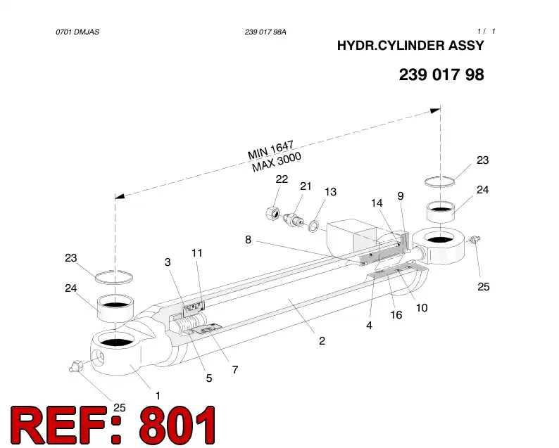 85670069 856 700 69 SEAL KIT FOR CYLINDER - Sandvik Technical Drawing