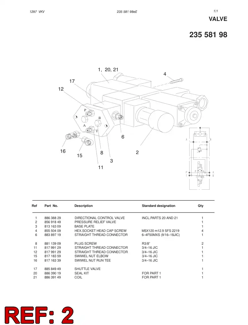 85691849 856 918 49 Valve, Pressure Relief - Sandvik Technical Drawing