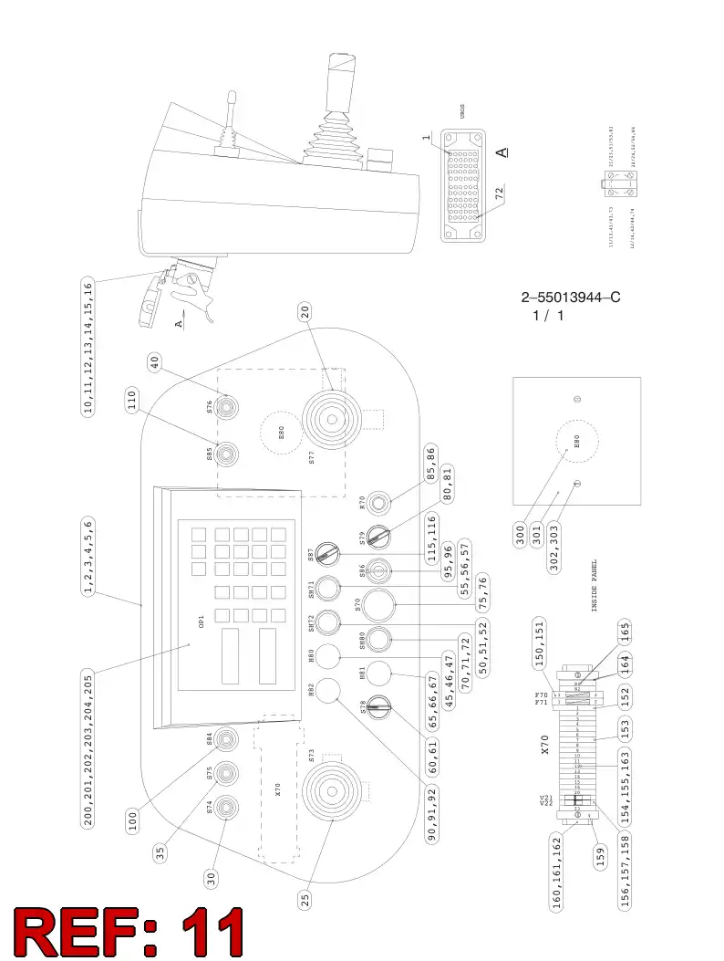 85881019 858 810 19 CONECTOR, MLTIPLOS POLOS, MALE - Sandvik Technical Drawing