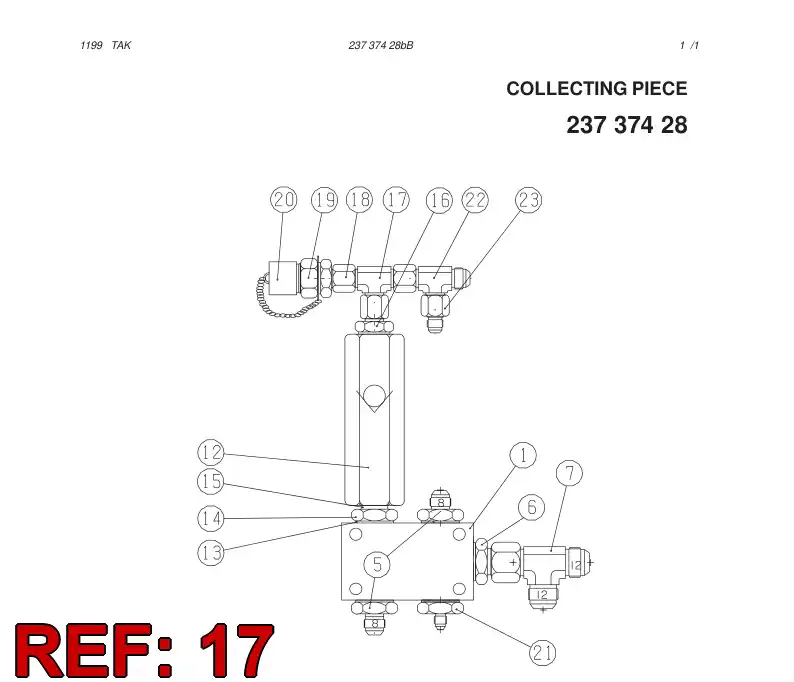 85888109 858 881 09 SWIVEL NUT BRANCH TEE - Sandvik Technical Drawing