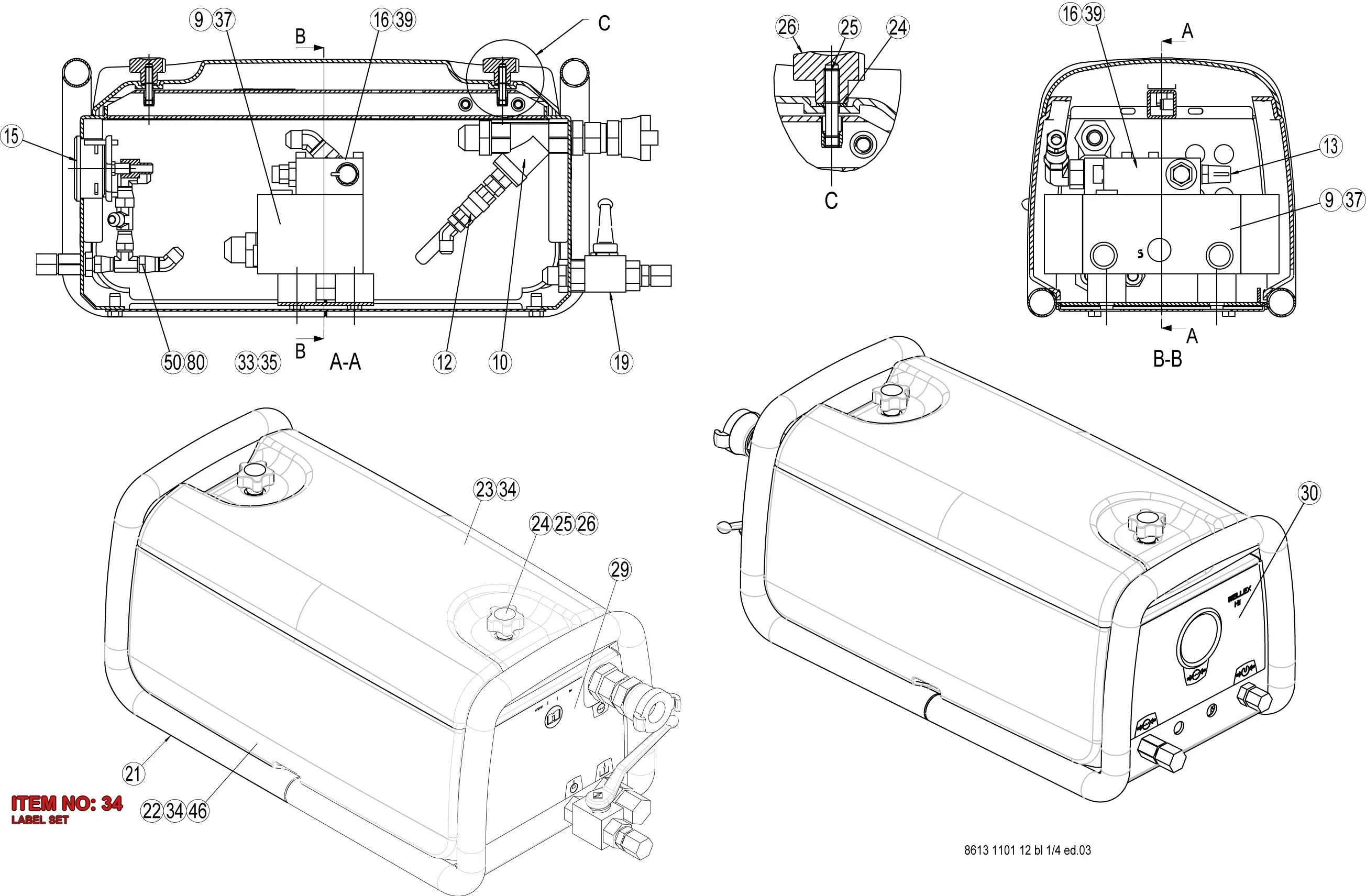 8613 1101 18 LABEL SET - Technical Drawing