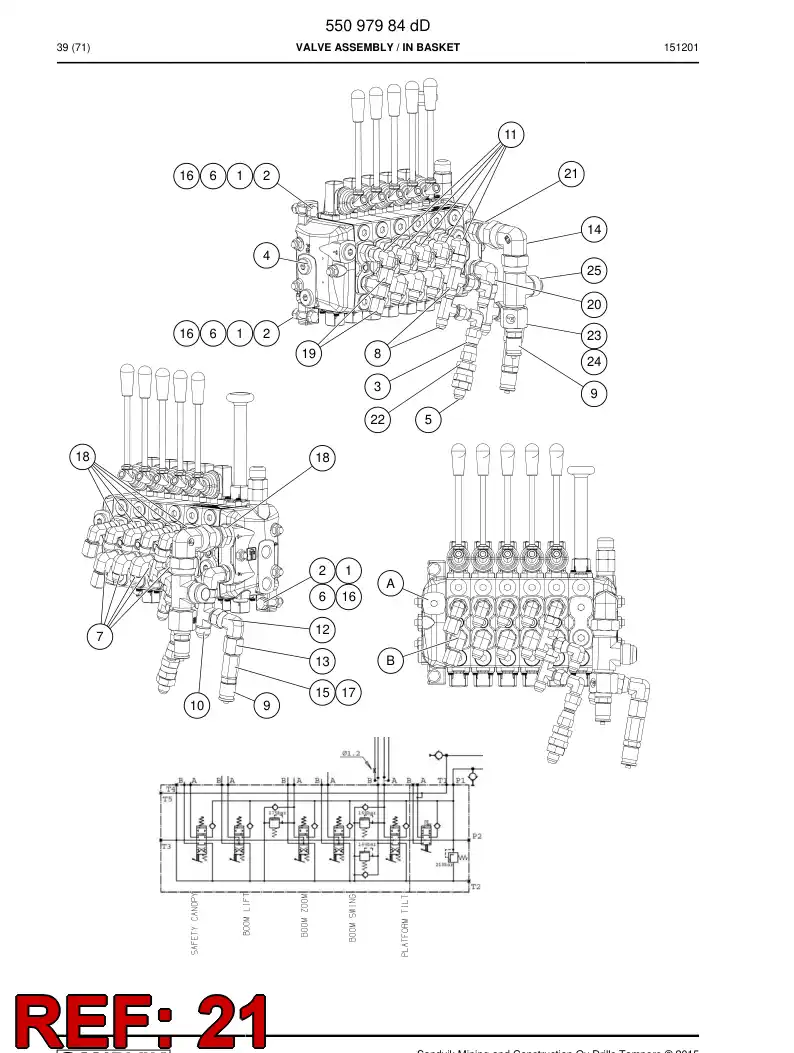 86527419a 865 274 19a Adapter, Hydraulic - Sandvik Technical Drawing