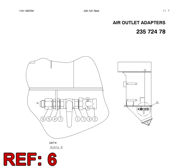 86540389 865 403 89 Adapter (hydraulic) - Sandvik Technical Drawing