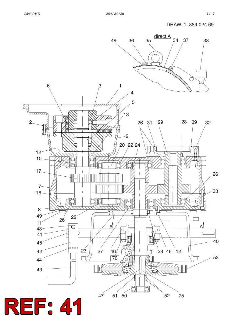 86561199 865 611 99 GEAR SHAFT - Sandvik Technical Drawing