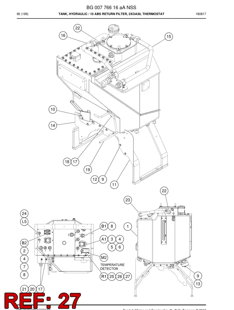86587899 865 878 99 Adapter, Hydraulic - Sandvik Technical Drawing