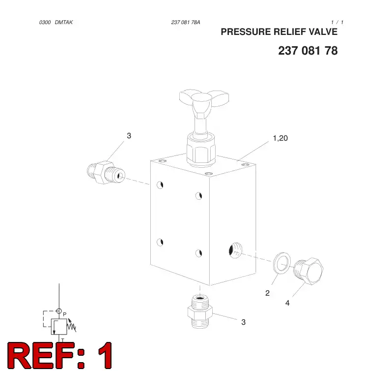 86689539 866 895 39 Valve, Pressure Relief - Sandvik Technical Drawing
