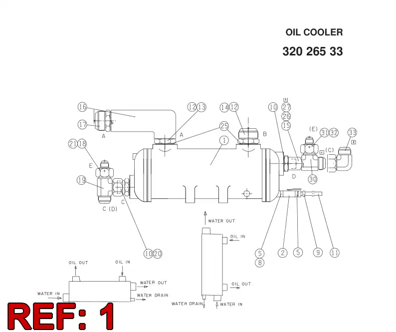 86698019 866 980 19 OIL COOLER - Sandvik Technical Drawing