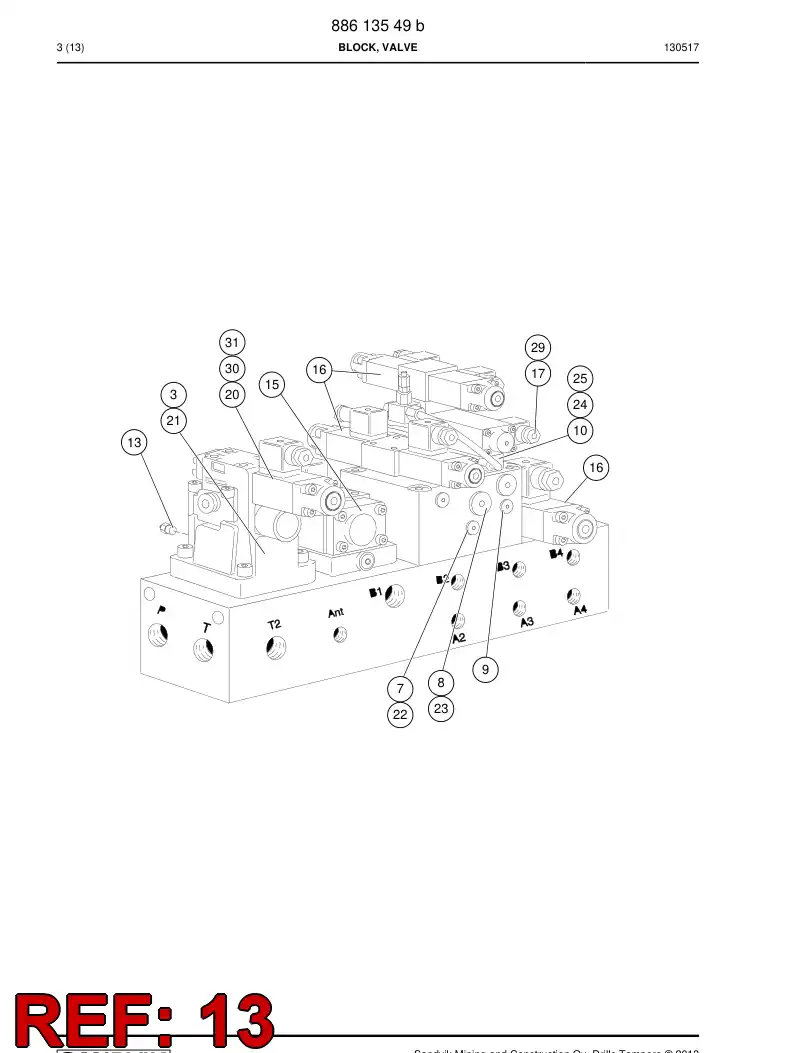 86699719 866 997 19 FLOW VALVE - Sandvik Technical Drawing