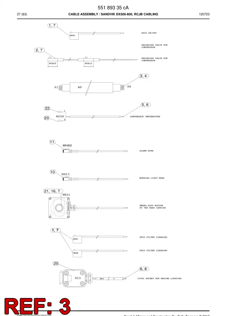 86711049a 867 110 49a Cable - Sandvik Technical Drawing