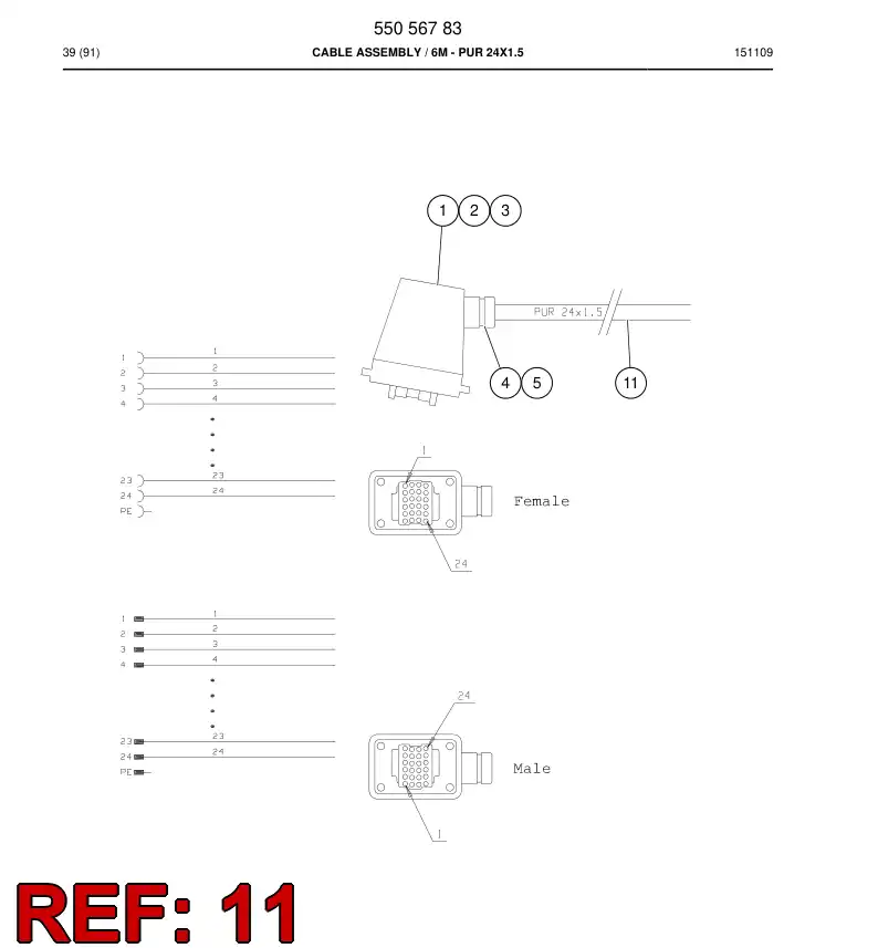 86711049b 867 110 49b Cable - Sandvik Technical Drawing