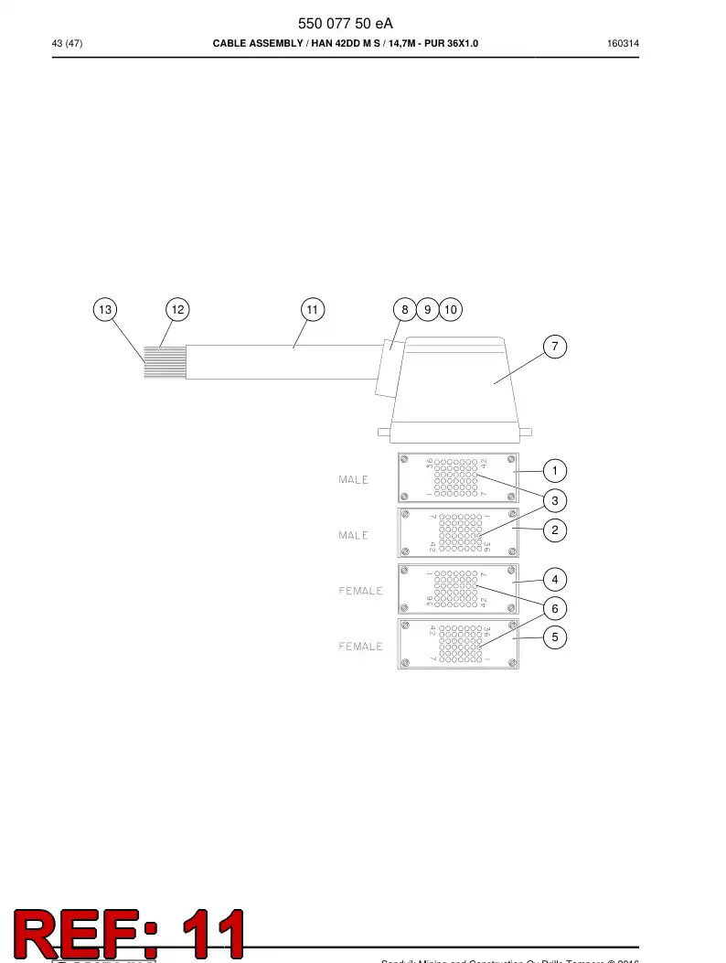 86711179b 867 111 79b Cable - Sandvik Technical Drawing