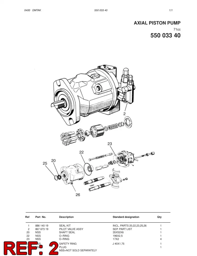 86767319 867 673 19 PILOT VALVE ASSY - Sandvik Technical Drawing