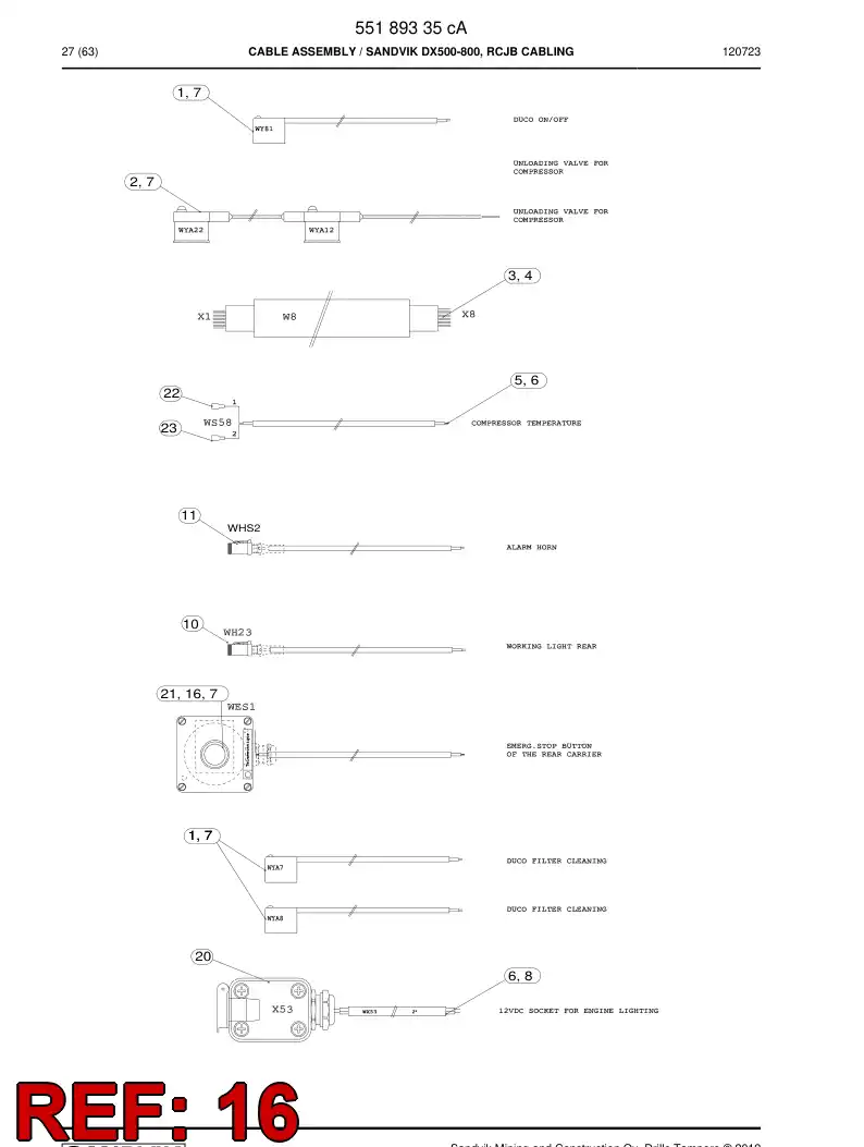 86793809b 867 938 09b Cable - Sandvik Technical Drawing