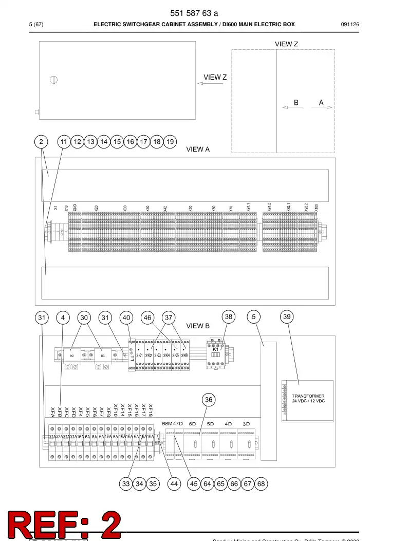 86914529 869 145 29 Cable rack - Sandvik Technical Drawing