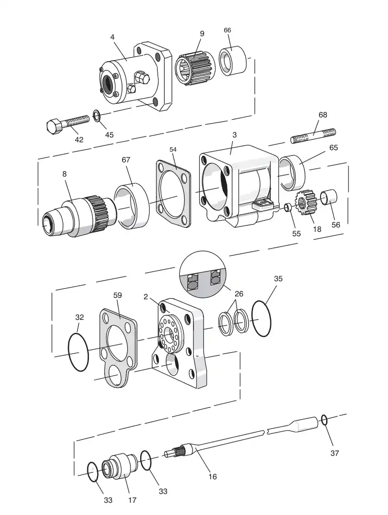 86964159 869 641 59 SEAL KIT FOR HYDR. ROCK DRILL - Sandvik Technical Drawing
