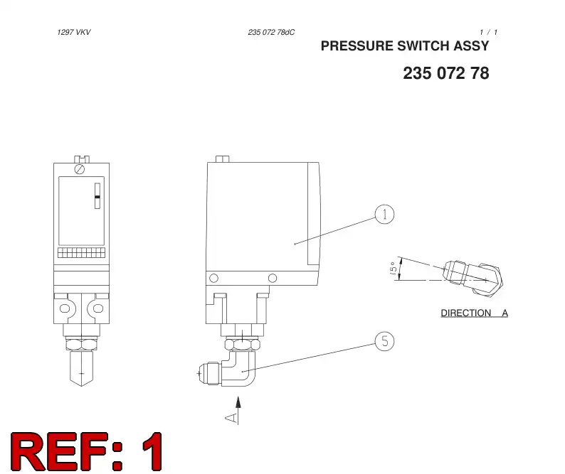 87025489 870 254 89 PRESSURE SWITCH - Sandvik Technical Drawing