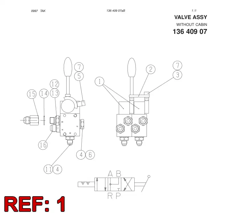 87034529 870 345 29 4/3-VALVE - Sandvik Technical Drawing
