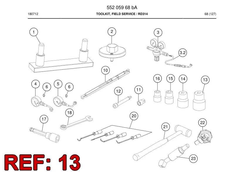 87050709a 870 507 09a Wrench, socket - Sandvik Technical Drawing