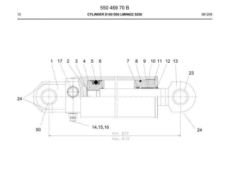 87060039 870 600 39 SEAL KIT FOR CYLINDER - Sandvik Technical Drawing