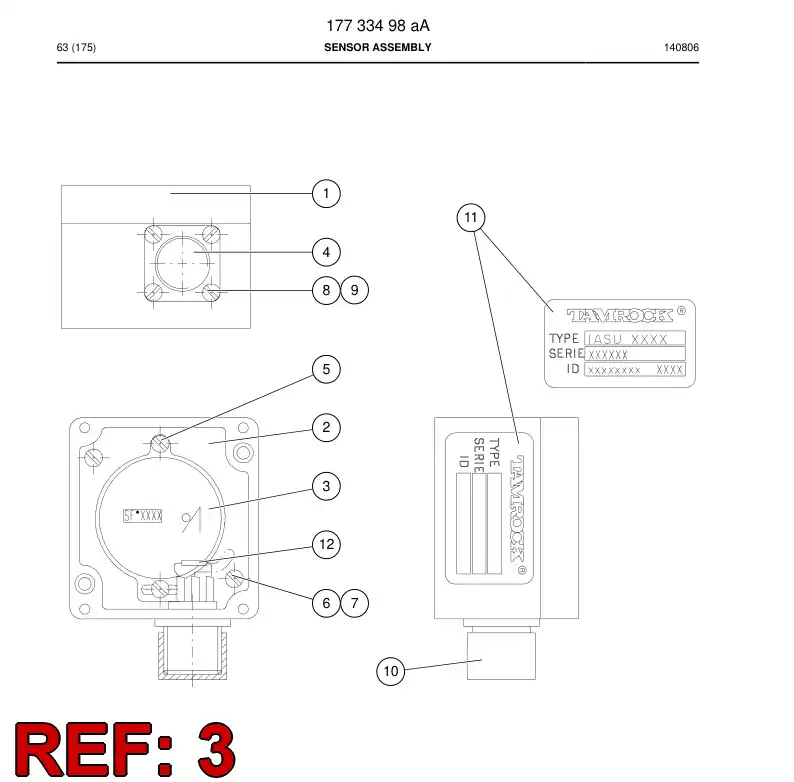 87082679 870 826 79 Sensor, Angle - Sandvik Technical Drawing