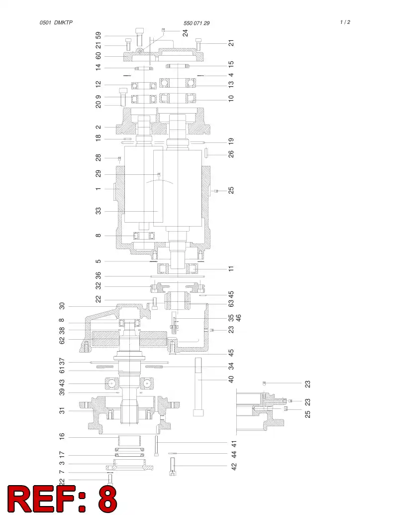 87089359 870 893 59 Bearing, Roller - Sandvik Technical Drawing