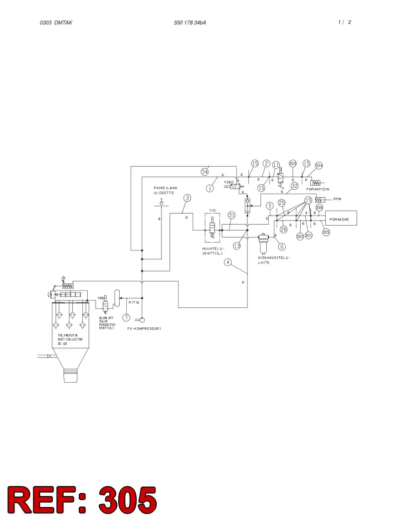 87190569 871 905 69 AIR HOSE ASSEMBLY - Sandvik Technical Drawing
